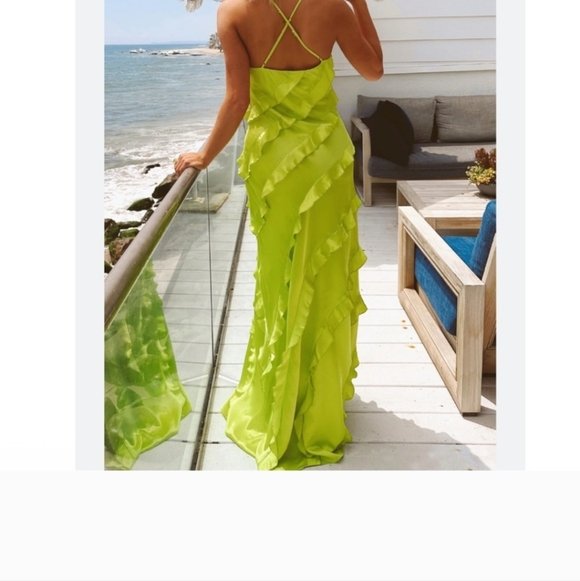 Show Me Your Mumu bright green ruffle dress - Picture 5 of 5